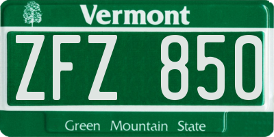 VT license plate ZFZ850