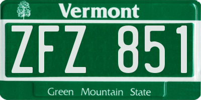 VT license plate ZFZ851