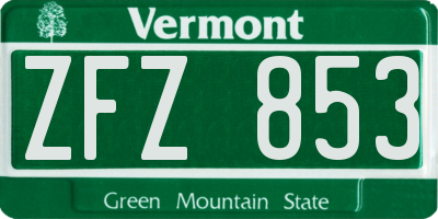 VT license plate ZFZ853