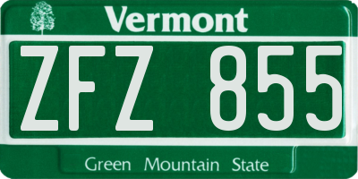 VT license plate ZFZ855