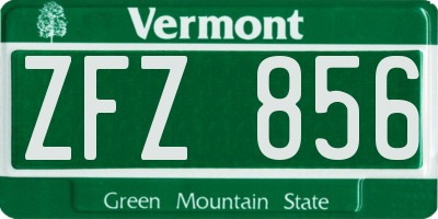 VT license plate ZFZ856