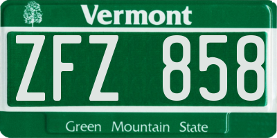 VT license plate ZFZ858