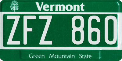 VT license plate ZFZ860