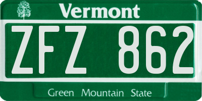 VT license plate ZFZ862
