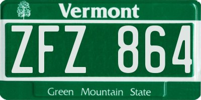 VT license plate ZFZ864