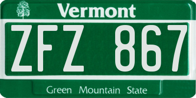 VT license plate ZFZ867