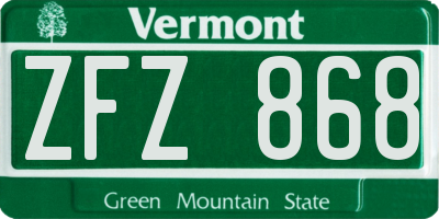 VT license plate ZFZ868