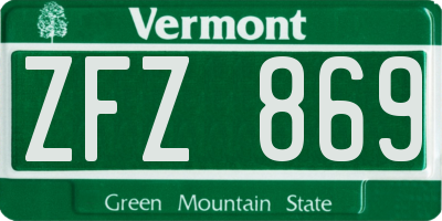 VT license plate ZFZ869