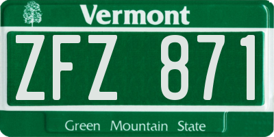 VT license plate ZFZ871