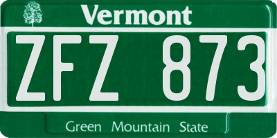 VT license plate ZFZ873