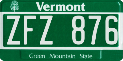 VT license plate ZFZ876