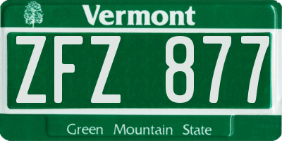 VT license plate ZFZ877