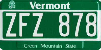 VT license plate ZFZ878