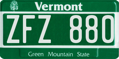 VT license plate ZFZ880