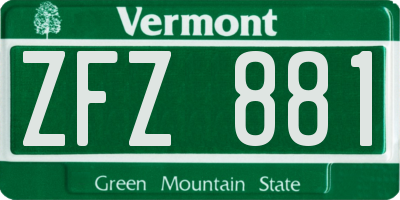 VT license plate ZFZ881