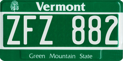 VT license plate ZFZ882