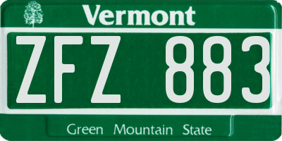 VT license plate ZFZ883