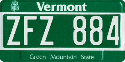 VT license plate ZFZ884