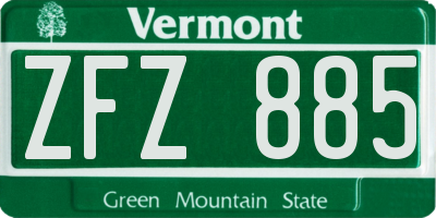 VT license plate ZFZ885