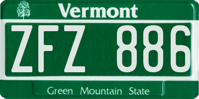 VT license plate ZFZ886