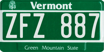 VT license plate ZFZ887