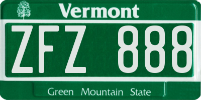VT license plate ZFZ888