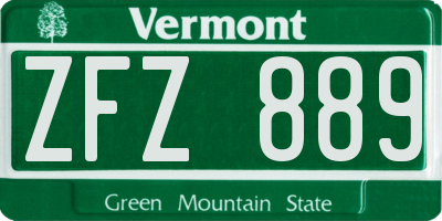 VT license plate ZFZ889