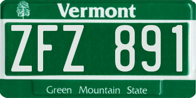 VT license plate ZFZ891