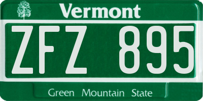 VT license plate ZFZ895