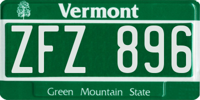 VT license plate ZFZ896