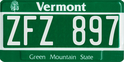 VT license plate ZFZ897
