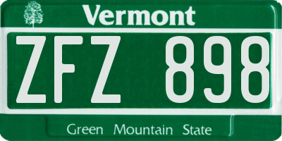 VT license plate ZFZ898