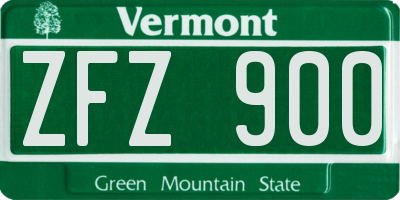 VT license plate ZFZ900