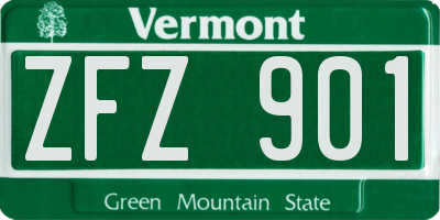 VT license plate ZFZ901