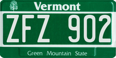 VT license plate ZFZ902