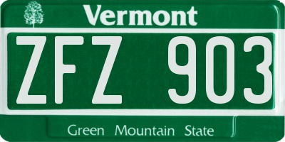 VT license plate ZFZ903