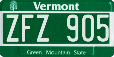 VT license plate ZFZ905