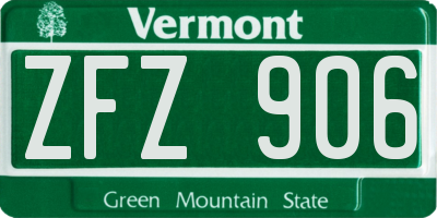 VT license plate ZFZ906