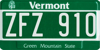 VT license plate ZFZ910