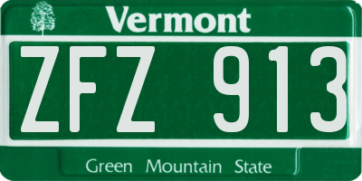VT license plate ZFZ913