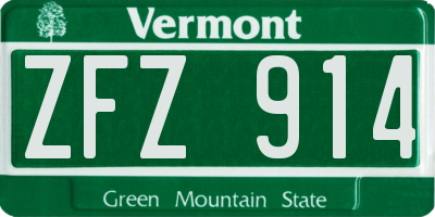 VT license plate ZFZ914