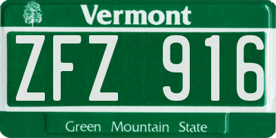 VT license plate ZFZ916