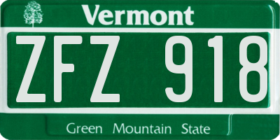 VT license plate ZFZ918