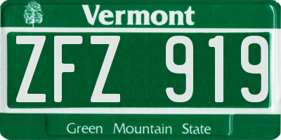 VT license plate ZFZ919
