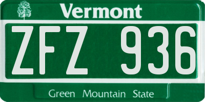 VT license plate ZFZ936
