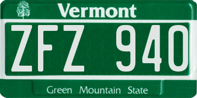 VT license plate ZFZ940