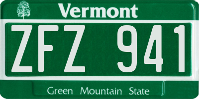 VT license plate ZFZ941