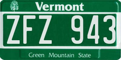 VT license plate ZFZ943