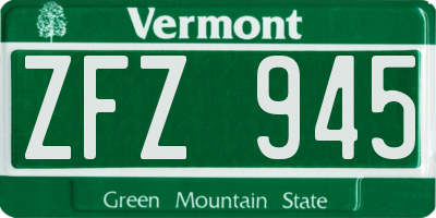 VT license plate ZFZ945