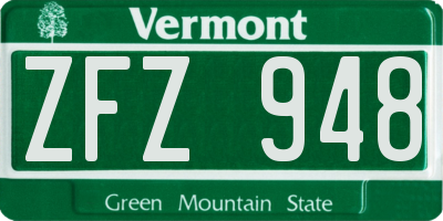 VT license plate ZFZ948